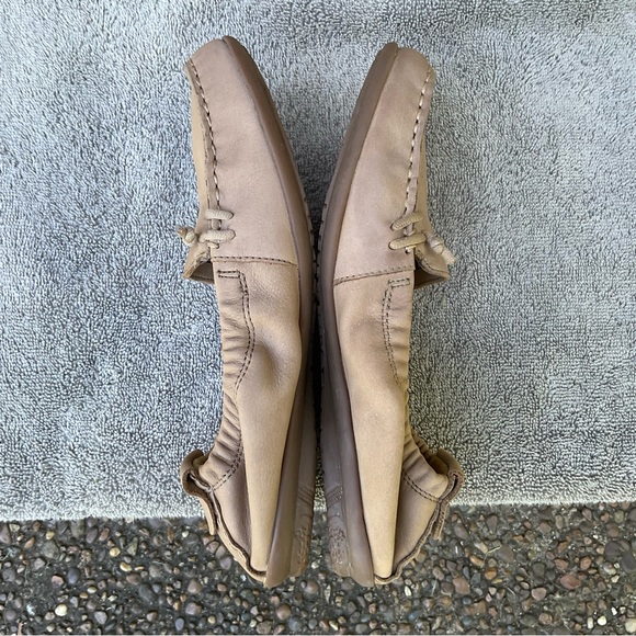 Hush Puppies Ballet Flats Leather Taupe Tan Moccasin HPO Flex Slip On Size 7.5 M - Picture 4 of 16